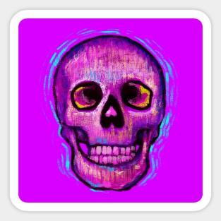 Fantasy colorful art with pink skull symbol in surreal impressionism style Sticker